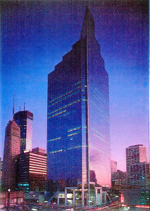 Piper Jaffray tower photo from 1980's shows entrance detail at street level